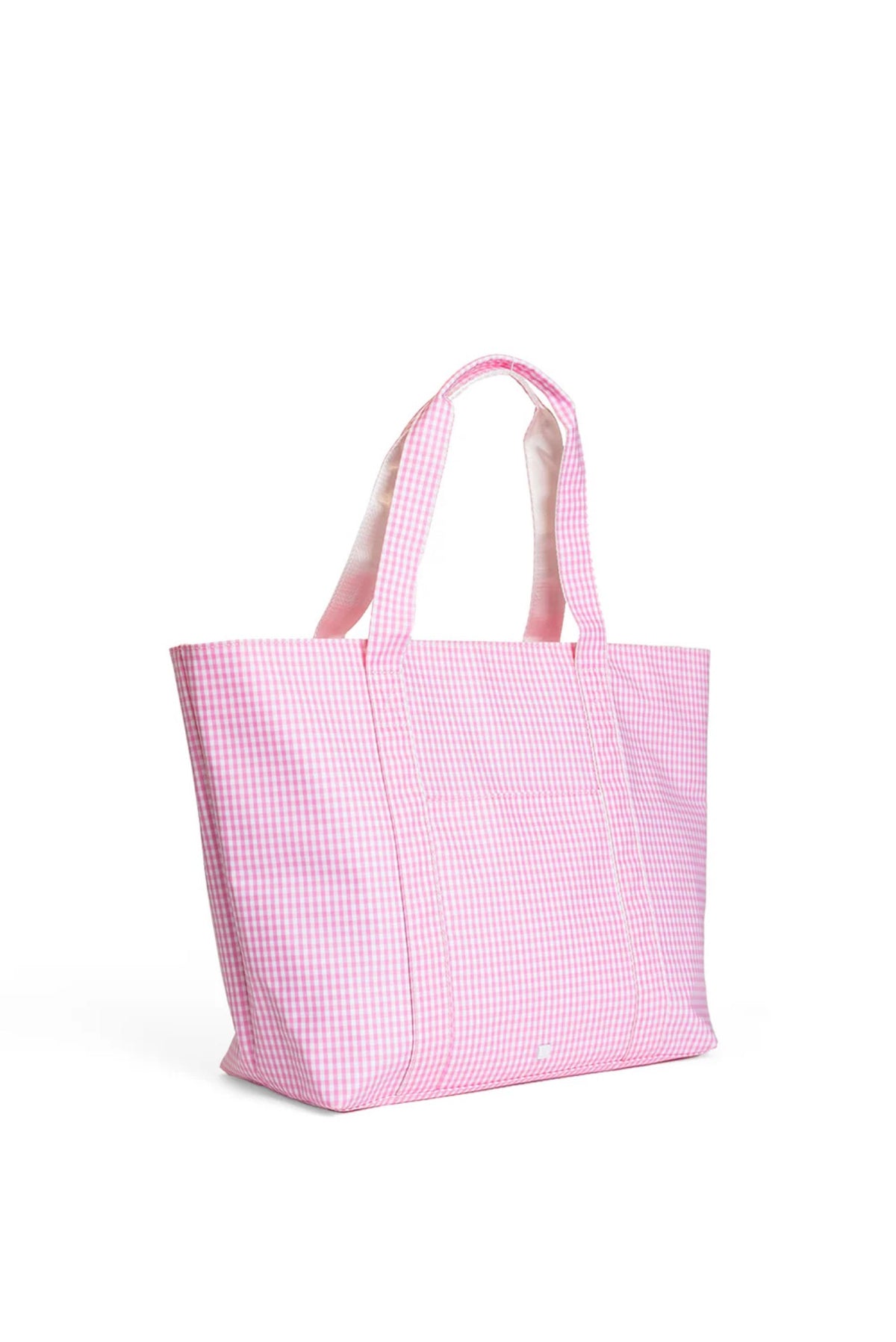 Pink gingham TRVL jumbo tote bag