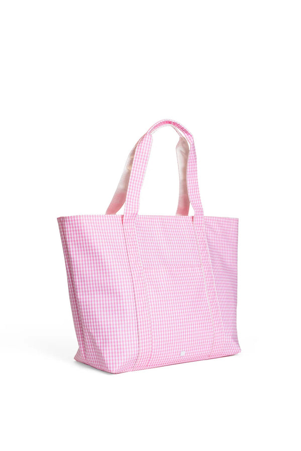 Pink gingham TRVL jumbo tote bag
