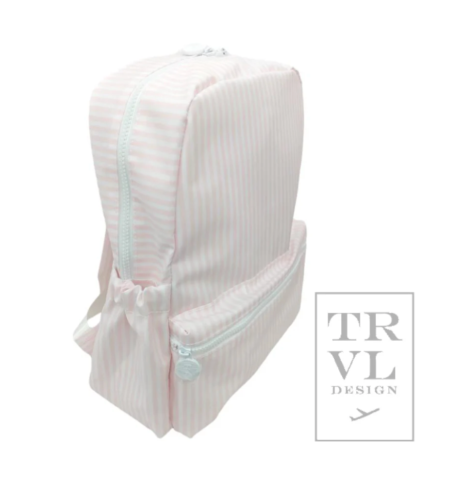Pink Pimlico stripe TRVL Backpacker bag