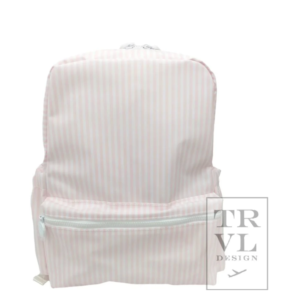Pink Pimlico stripe TRVL Backpacker bag