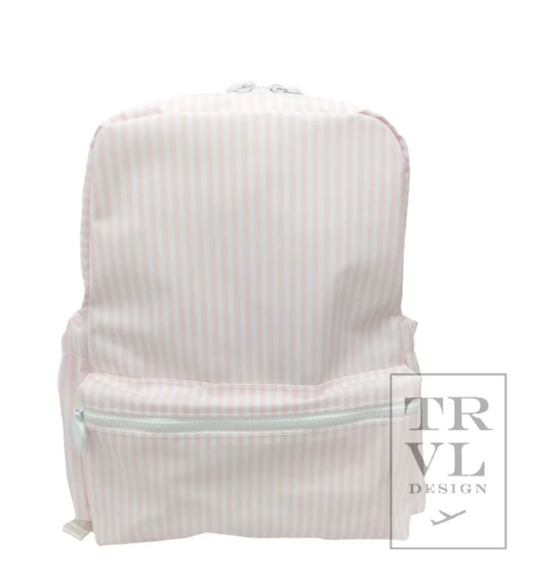 Pink Pimlico stripe TRVL Backpacker bag