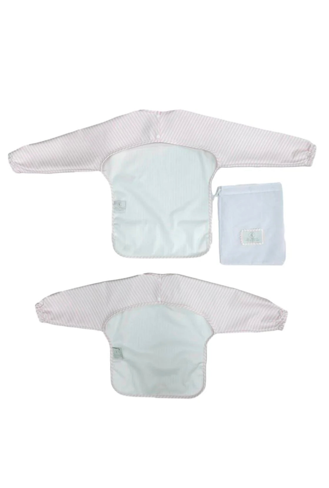 Pink Pimlico stripe TRVL Perfect Smock bib for baby