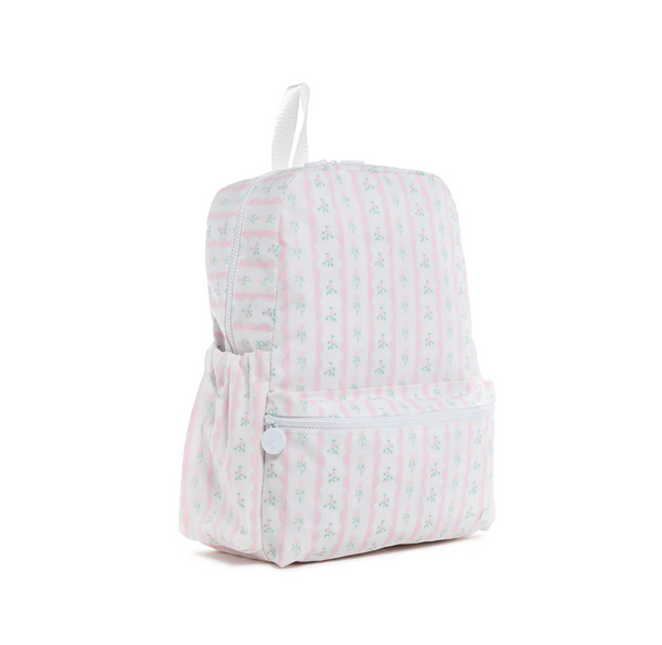 Pink ribbon floral TRVL Backpacker bag