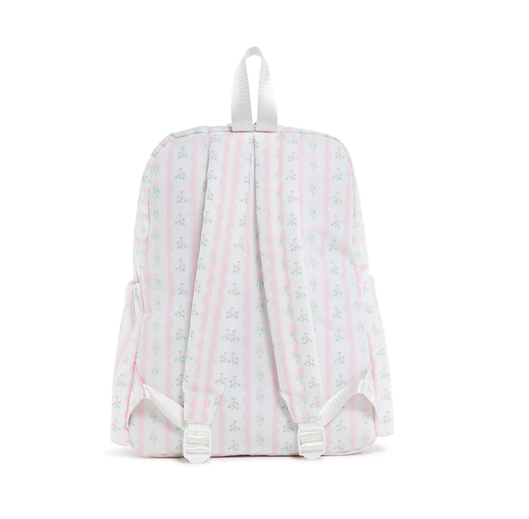 Pink ribbon floral TRVL Backpacker bag