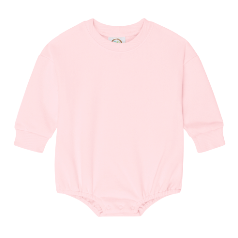 Pink cotton sweatshirt bubble romper for baby