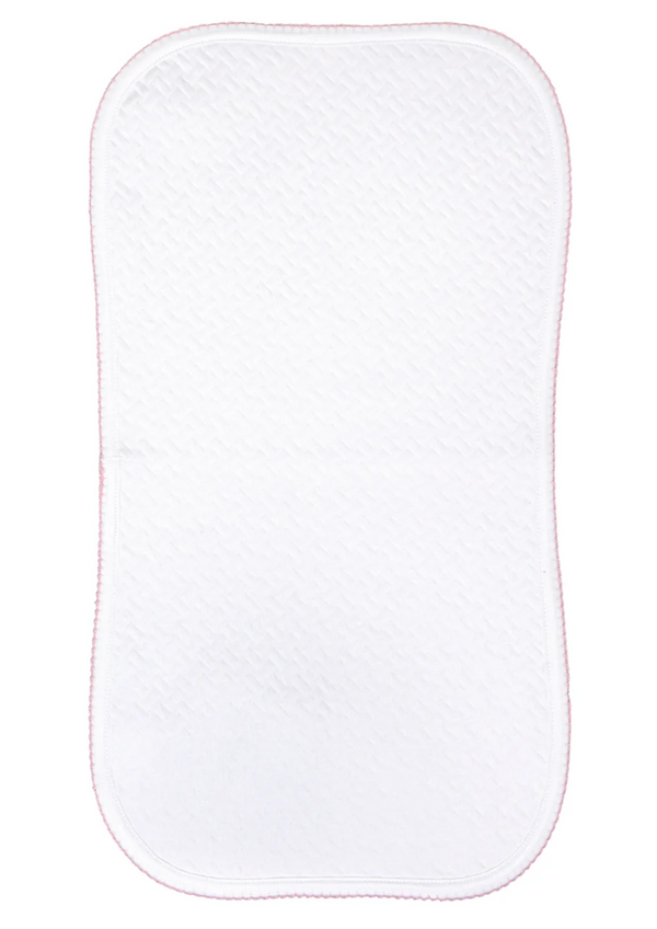 Pink trim basket weave burp cloth for baby