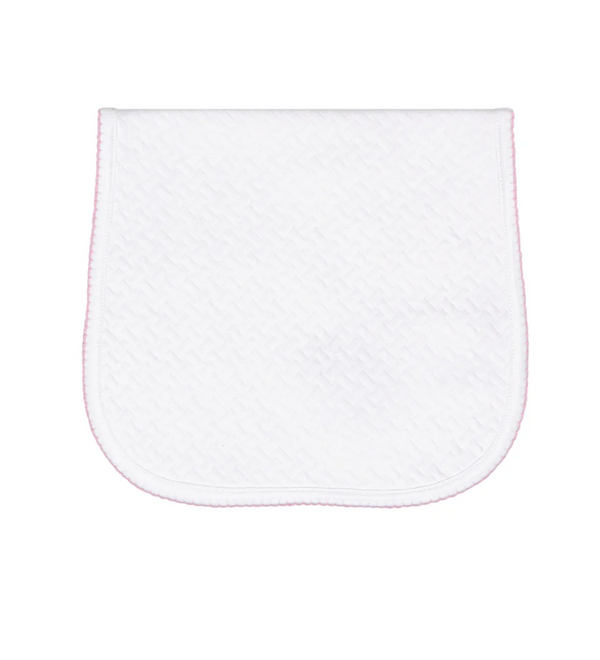 Pink trim basket weave burp cloth for baby