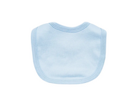 White plain baby bib, available in blue and pink