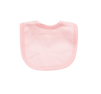 White plain baby bib, available in blue and pink