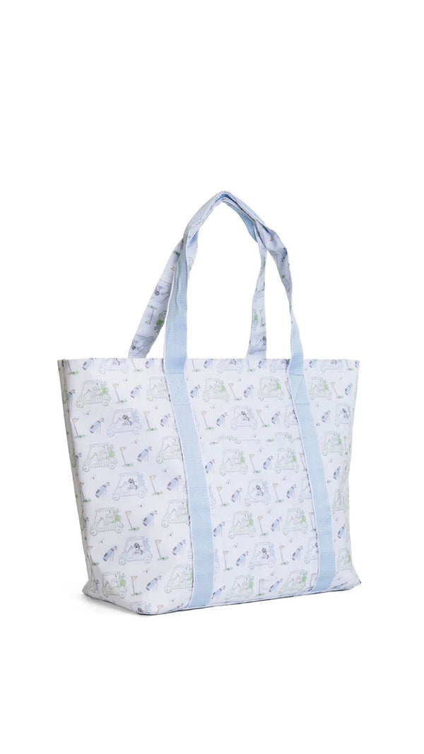 Blue golf print TRVL jumbo tote bag