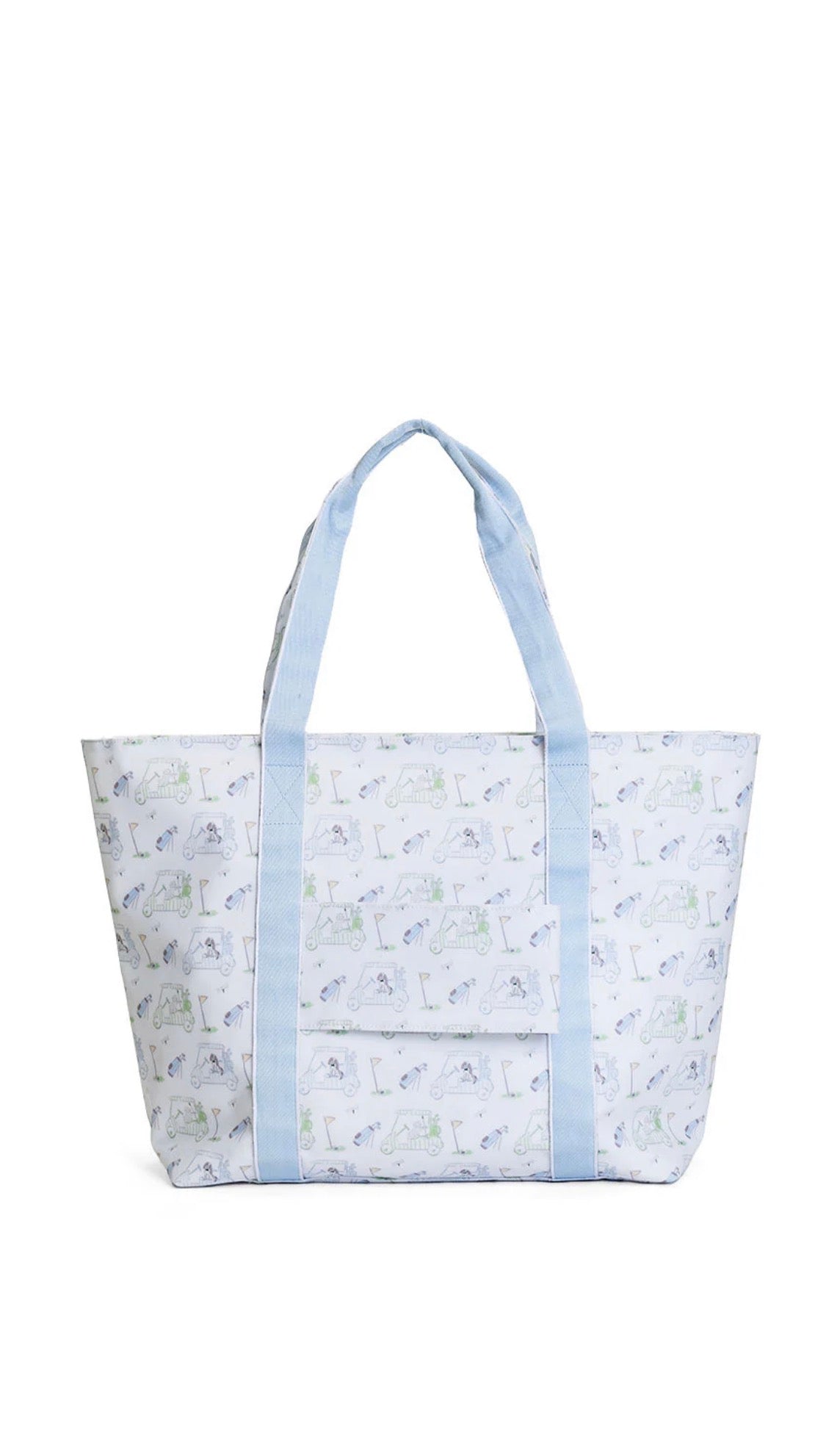 Blue golf print TRVL jumbo tote bag