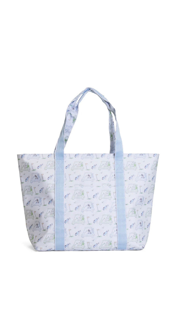 Blue golf print TRVL jumbo tote bag