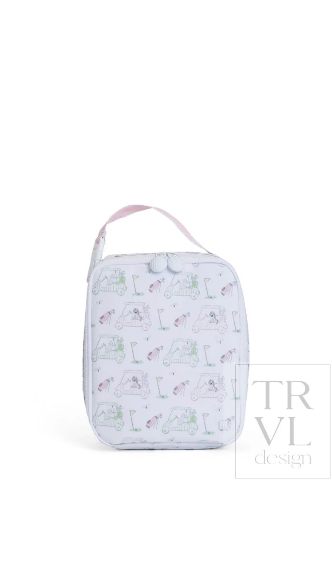 Pink golf print TRVL Bring It lunch bag