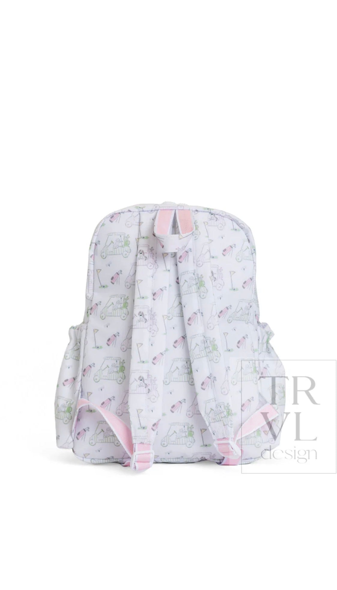 Pink golf print TRVL Backpacker bag
