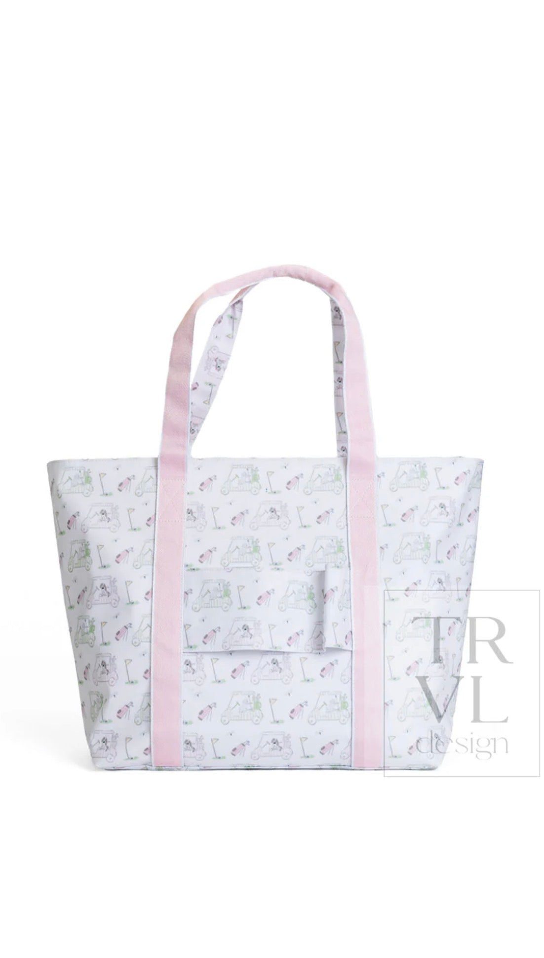 Pink golf print TRVL jumbo tote bag