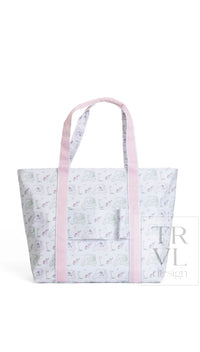 Pink golf print TRVL jumbo tote bag