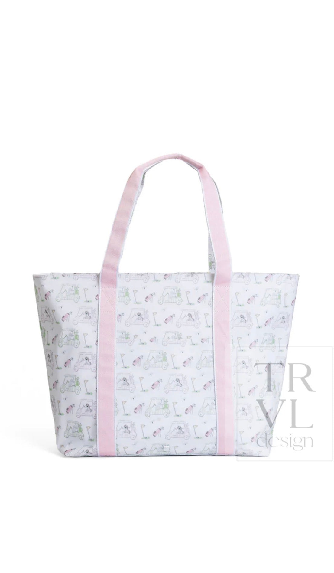Pink golf print TRVL jumbo tote bag