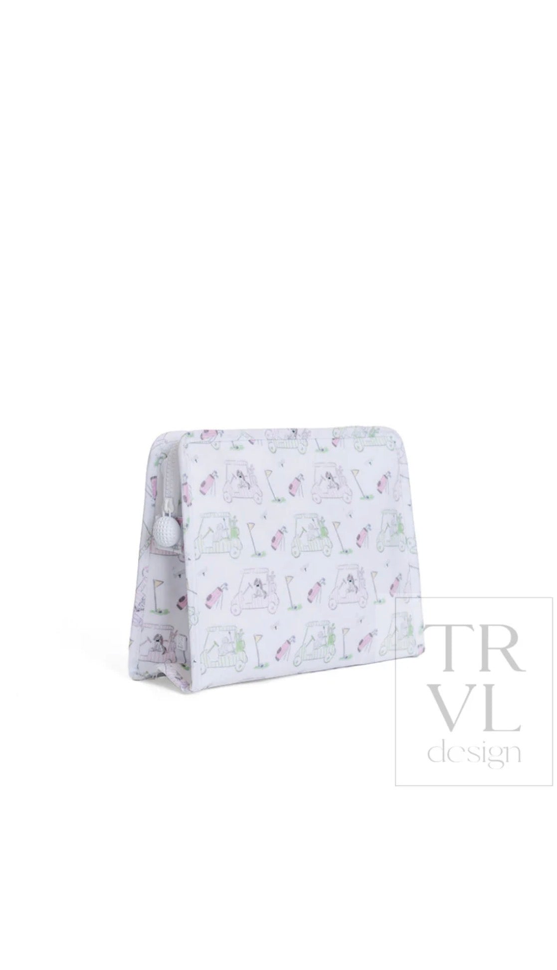 Pink golf print TRVL Roadie pouch