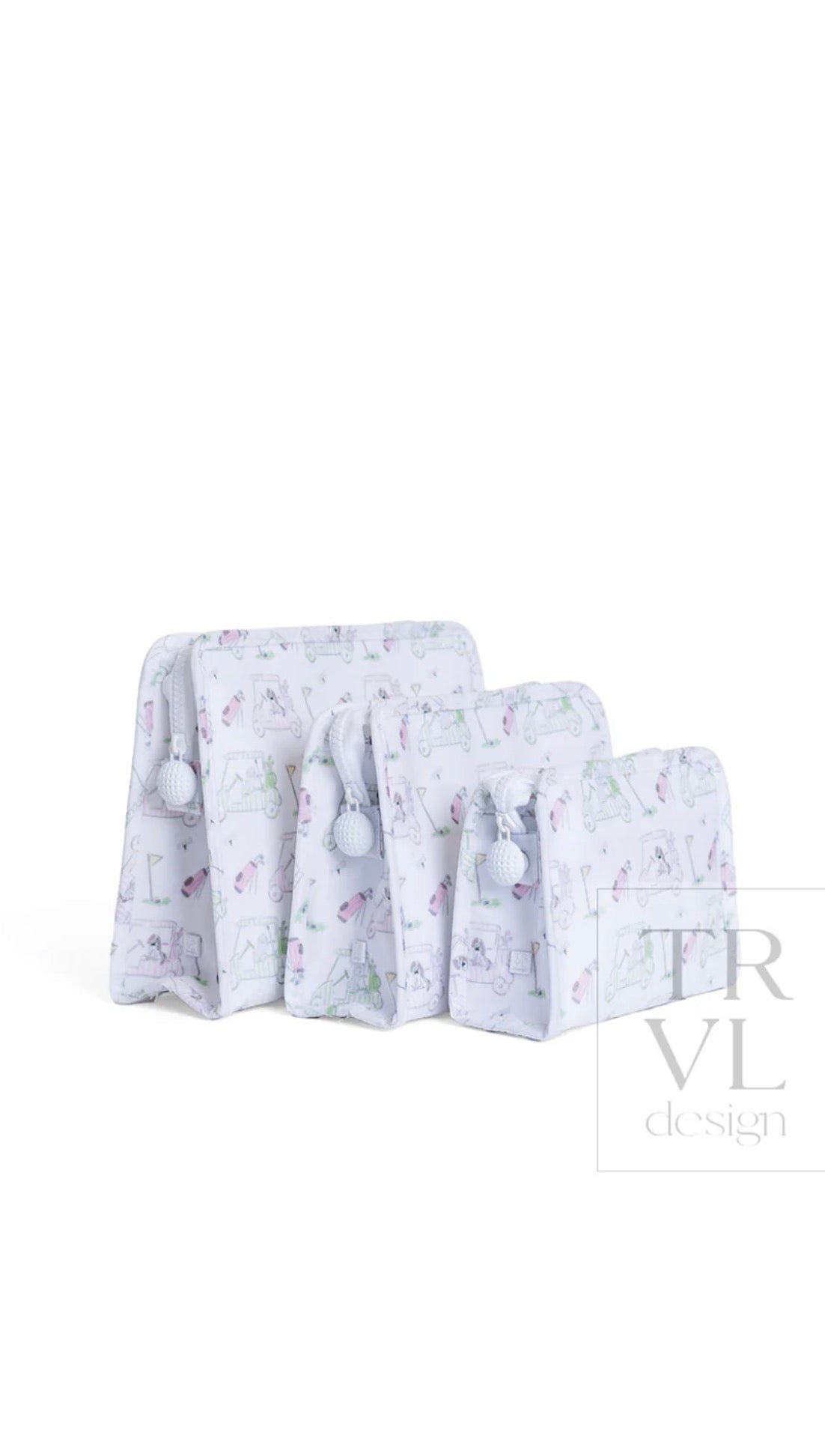 Pink golf print TRVL Roadie pouch