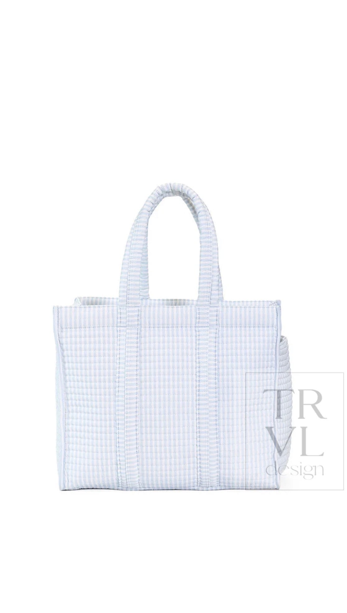 Blue Pimlico stripe quilted TRVL Go Go tote bag