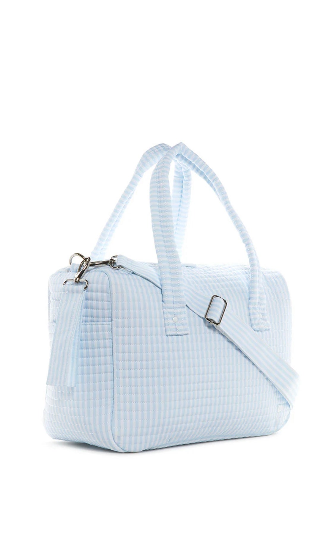 Blue Pimlico stripe quilted TRVL stroller bag