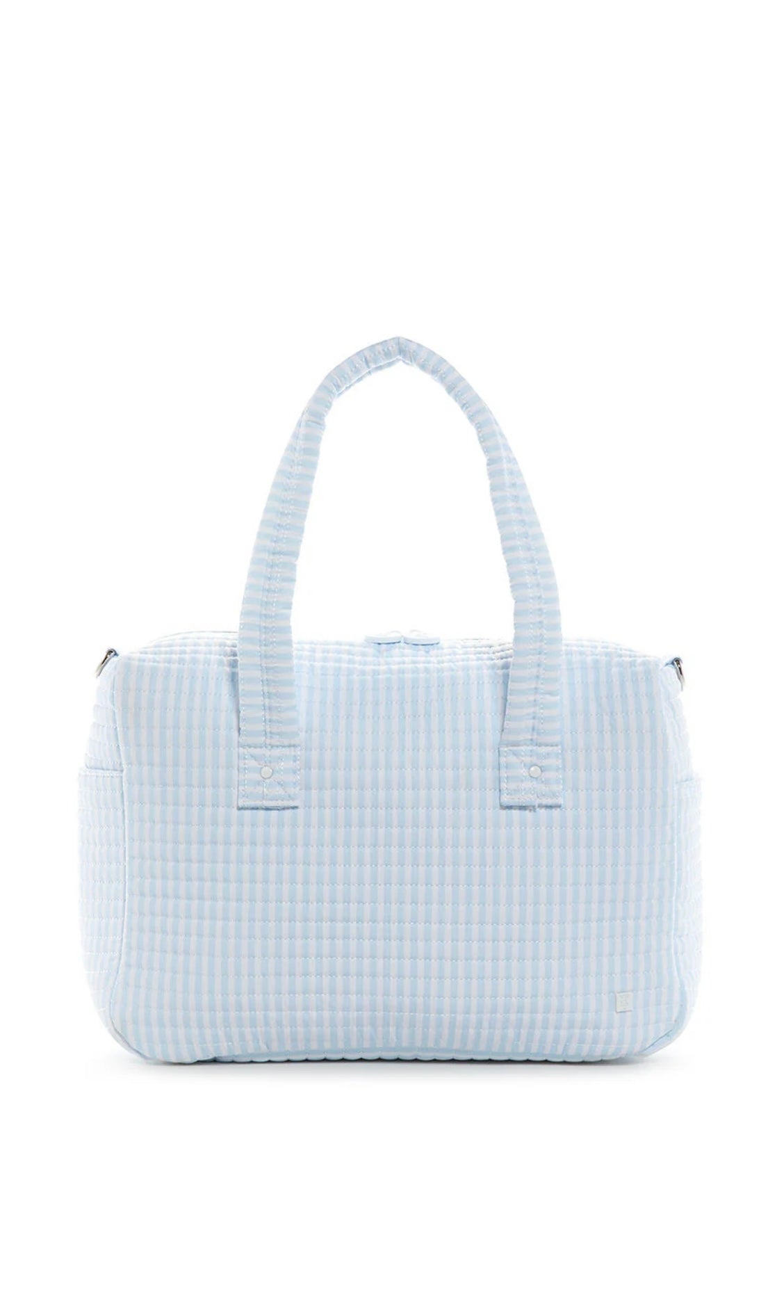 Blue Pimlico stripe quilted TRVL stroller bag
