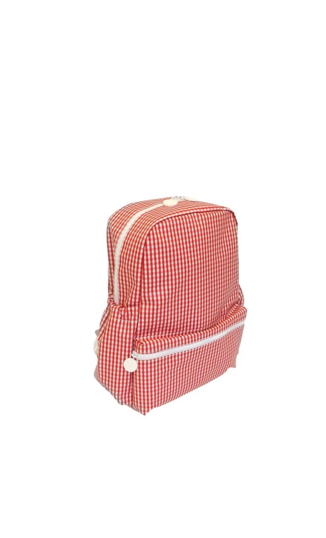 Red gingham TRVL Backpacker bag