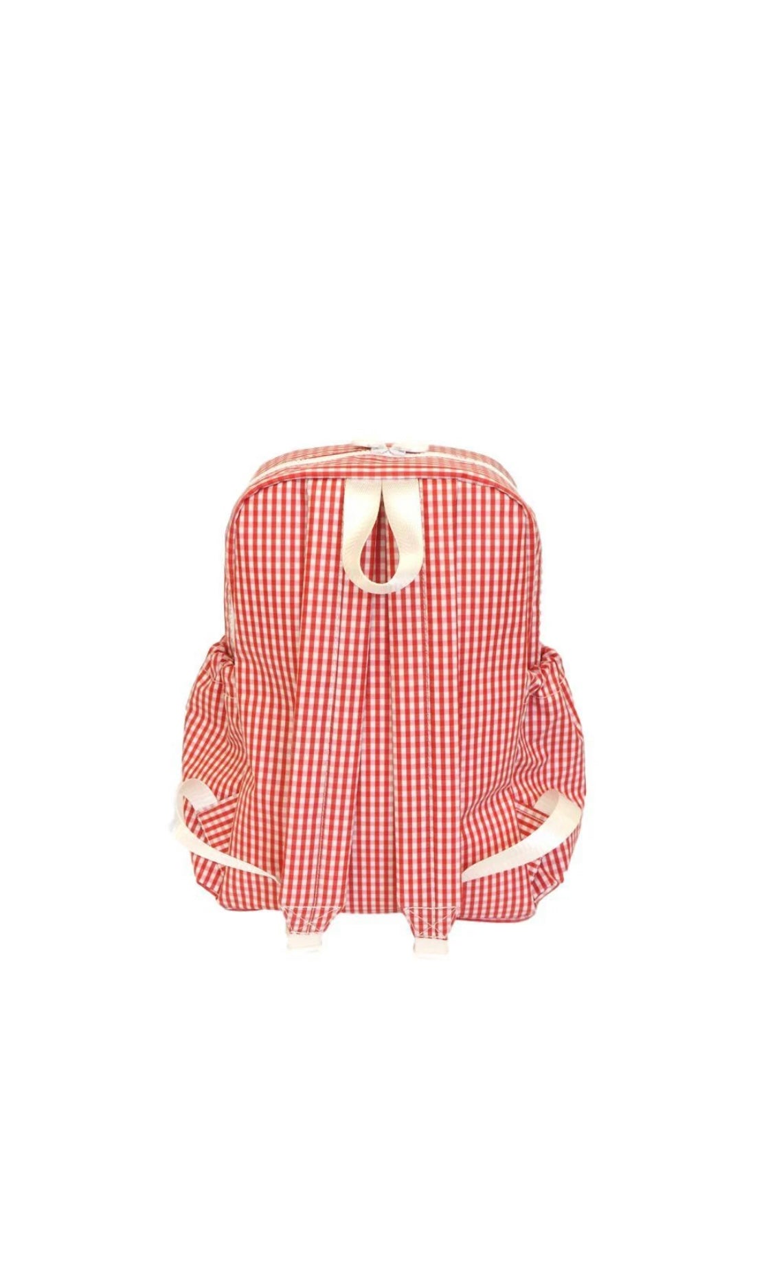 Red gingham TRVL Backpacker bag