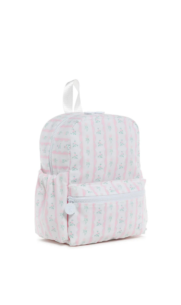 Pink ribbon floral mini TRVL Backpacker bag