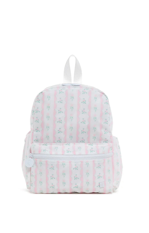 Pink ribbon floral mini TRVL Backpacker bag