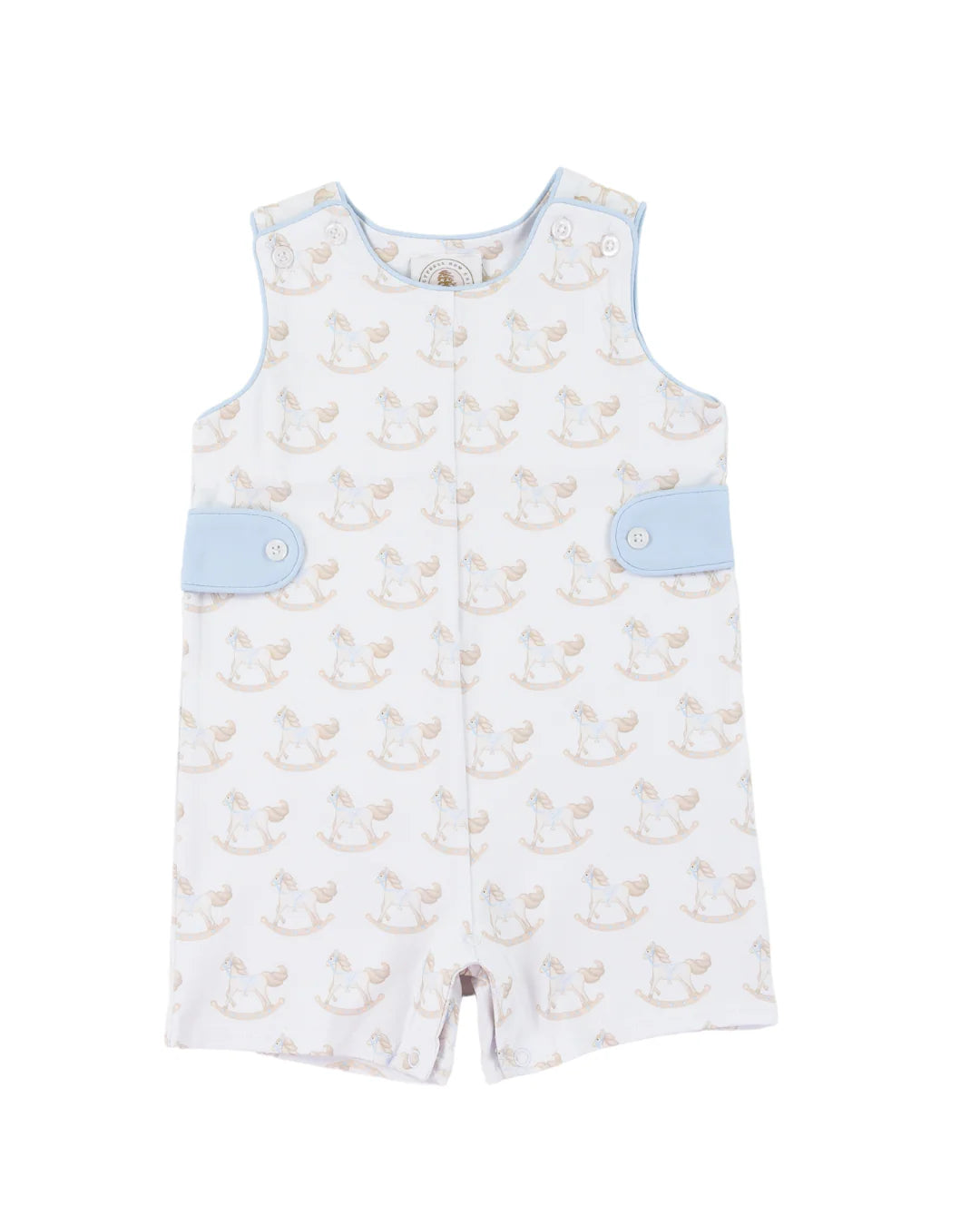 Baby romper with rocking horse  pattern on a white background