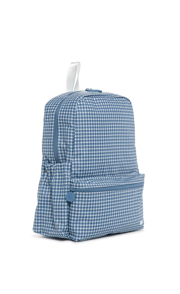 Indigo blue gingham rodeo check TRVL Backpacker bag