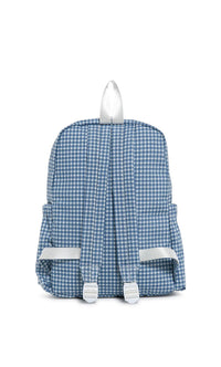 Indigo blue gingham rodeo check TRVL Backpacker bag