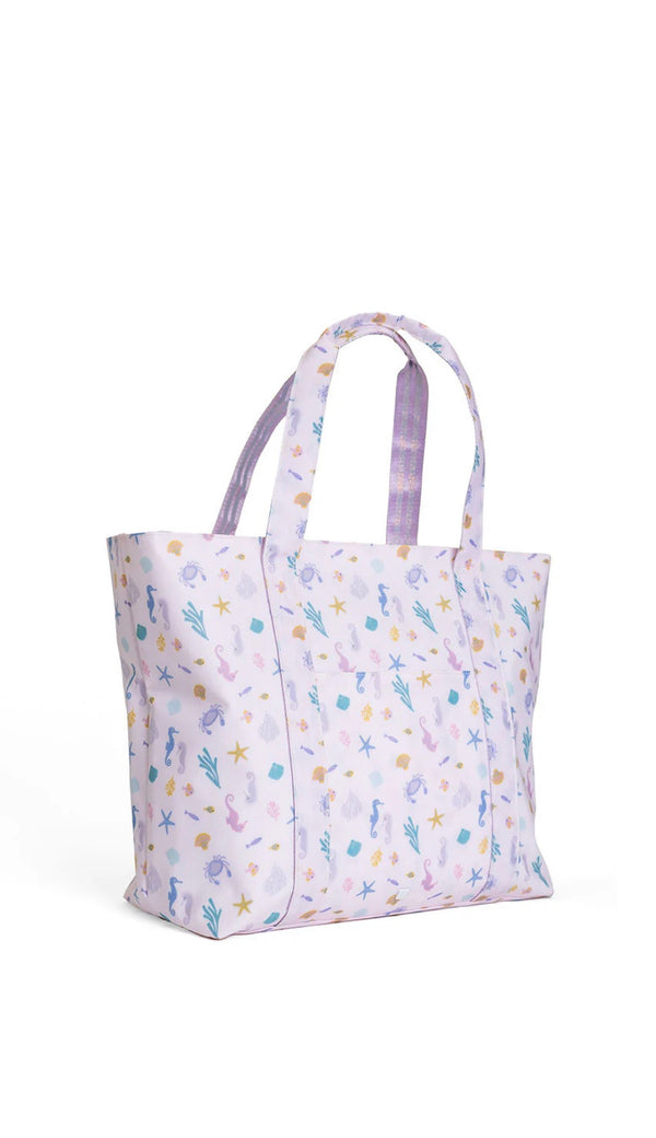 Pink seaside gingham TRVL jumbo tote bag