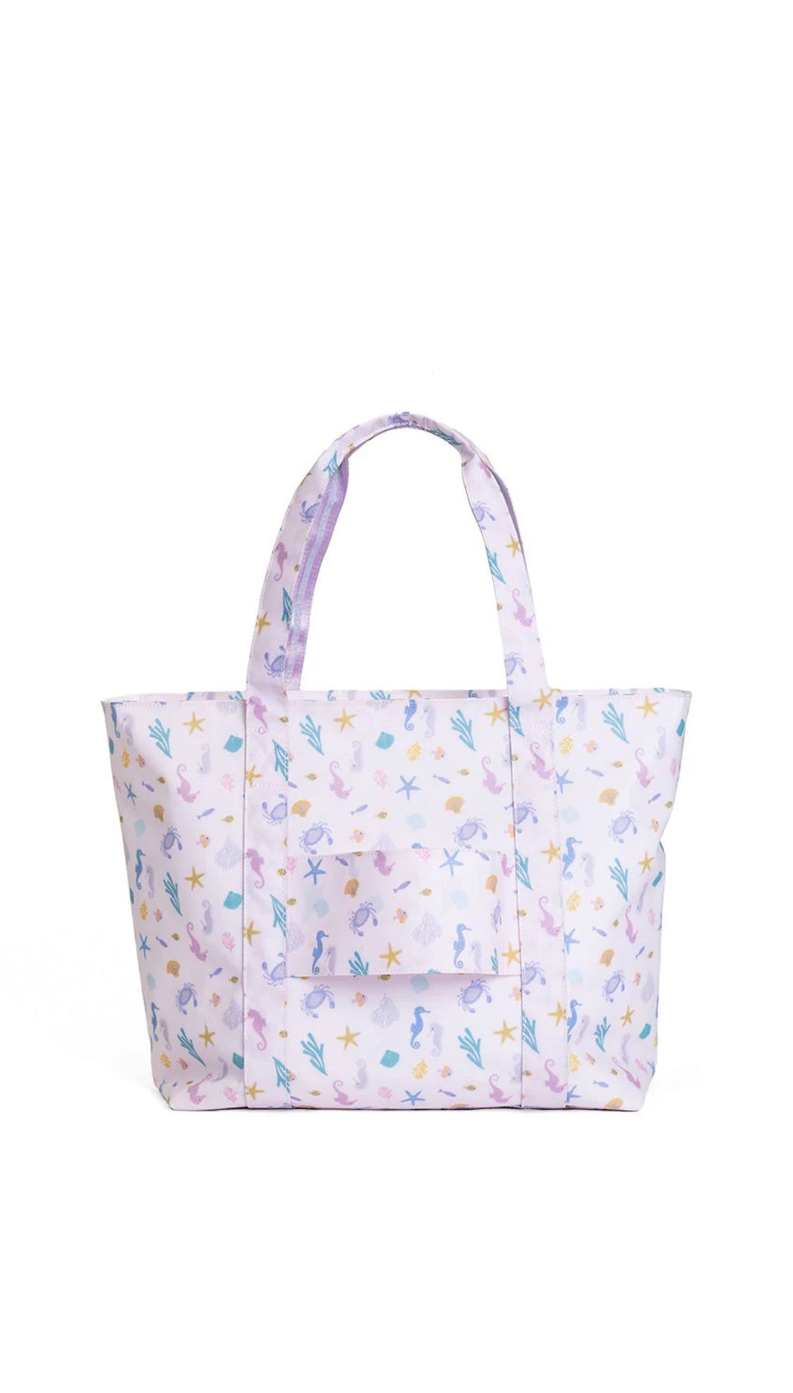 Pink seaside gingham TRVL jumbo tote bag