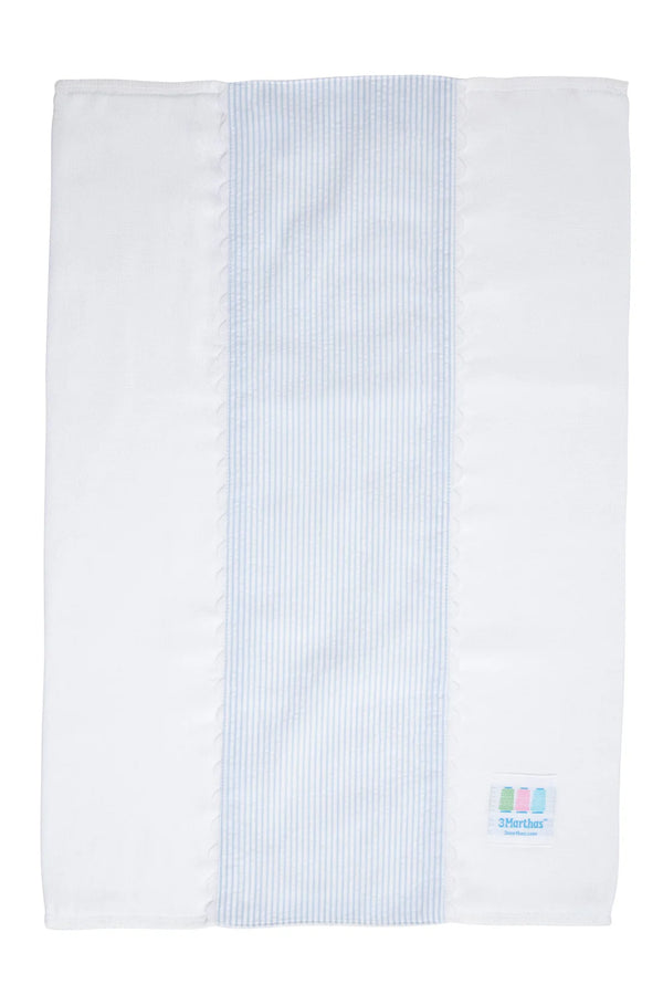 Blue seersucker stripe fancy fabric burp cloth for baby