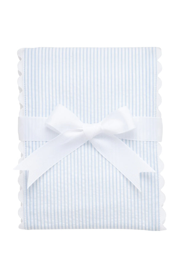 Blue seersucker stripe fancy fabric burp cloth for baby