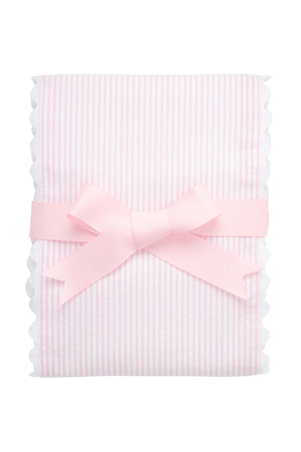 Pink seersucker stripe fancy fabric burp cloth for baby