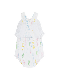 Pink spiral print summer bubble romper for baby
