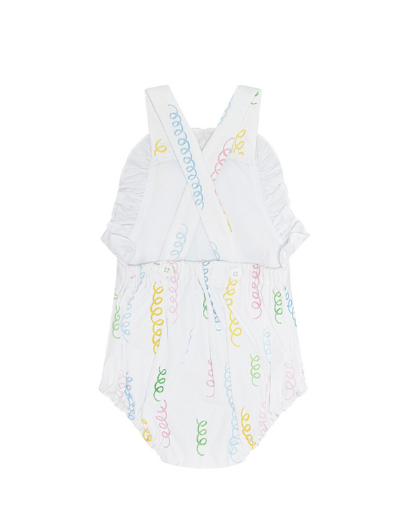 Pink spiral print summer bubble romper for baby