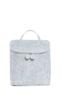 Light blue floral-patterned lunch bag on a white background