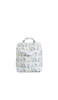 Lunch bag with animal and golf pattern on a white background