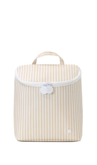 Striped bag with a handle on a white background