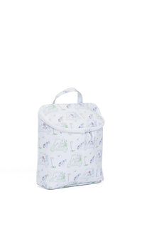 White lunch bag with golf pattern on a white background