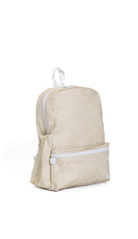 Tan gingham TRVL Backpacker bag
