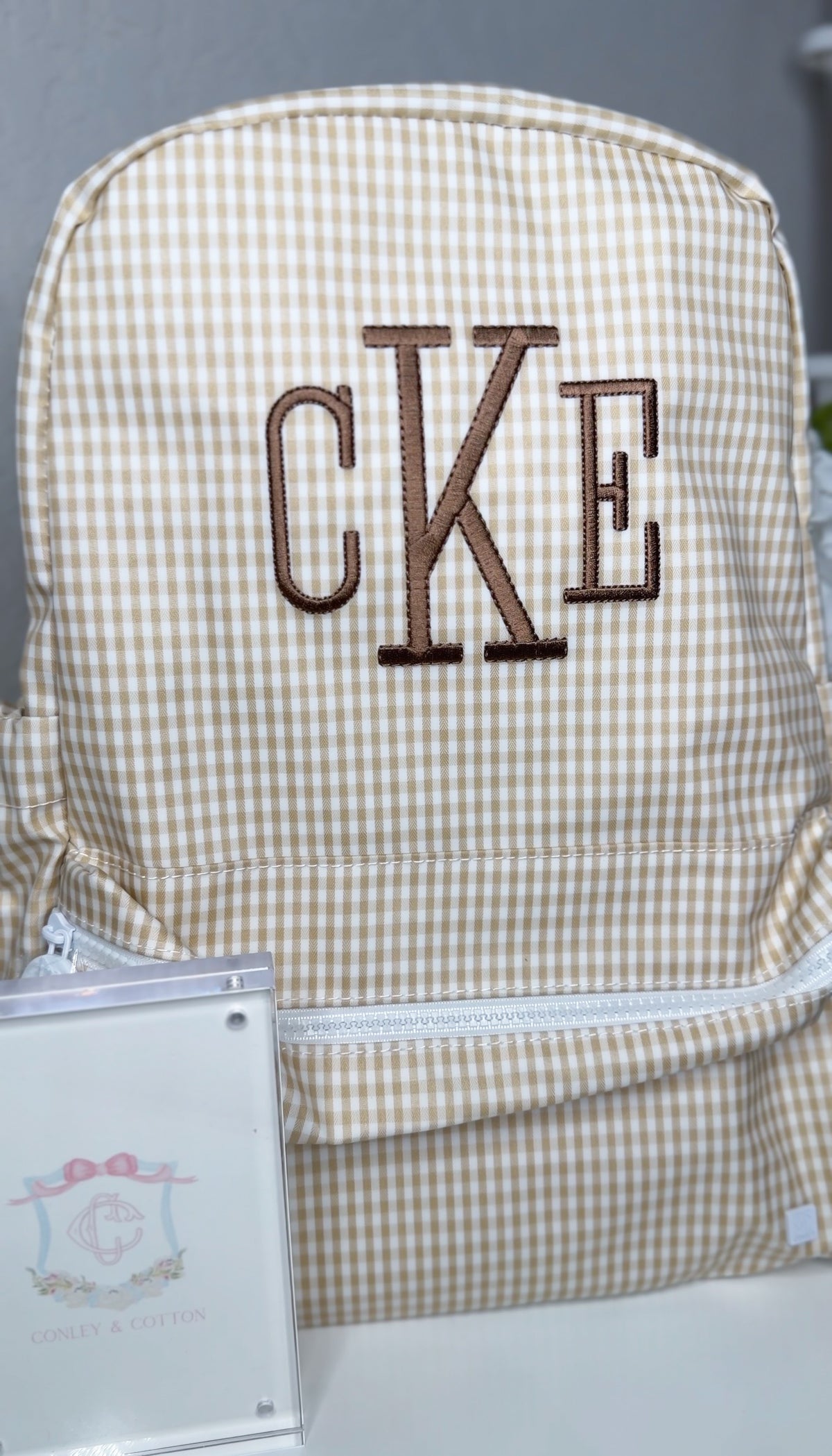 TAN GINGHAM BACKPACKER