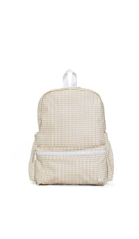 Tan gingham TRVL Backpacker bag
