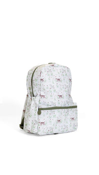 Green hunting dog print TRVL Backpacker bag