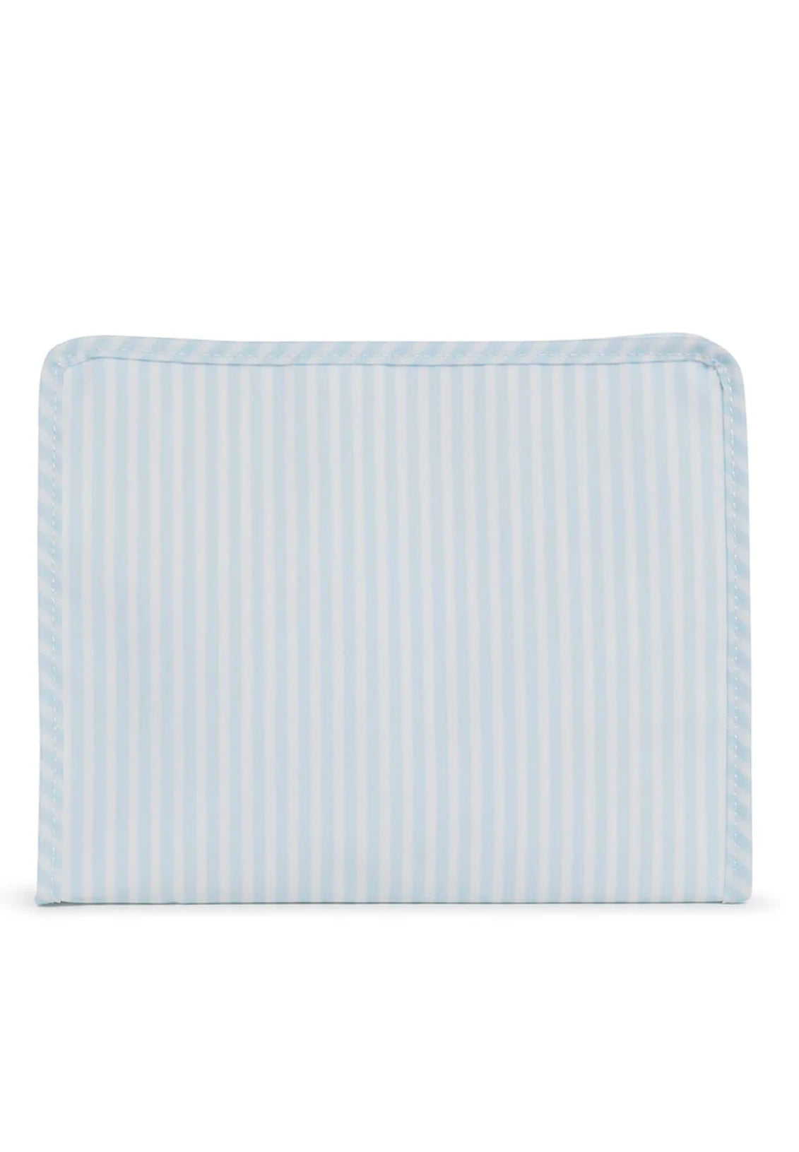 Blue Pimlico stripe TRVL Roadie pouch, available in medium and large