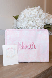 pink embroidered toile roadie